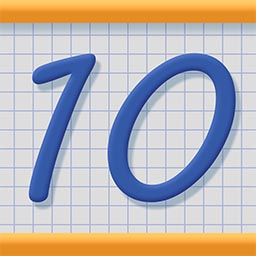 An app-icon showing a large number ten on a squared mathpaper